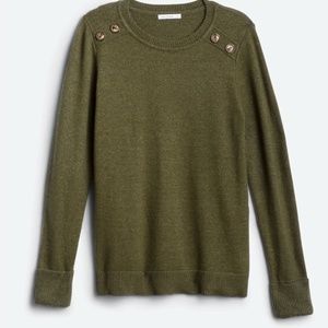 Pink Clover STACCATO Carson Crew Neck Button Detail Sweater - Olive Green Size M